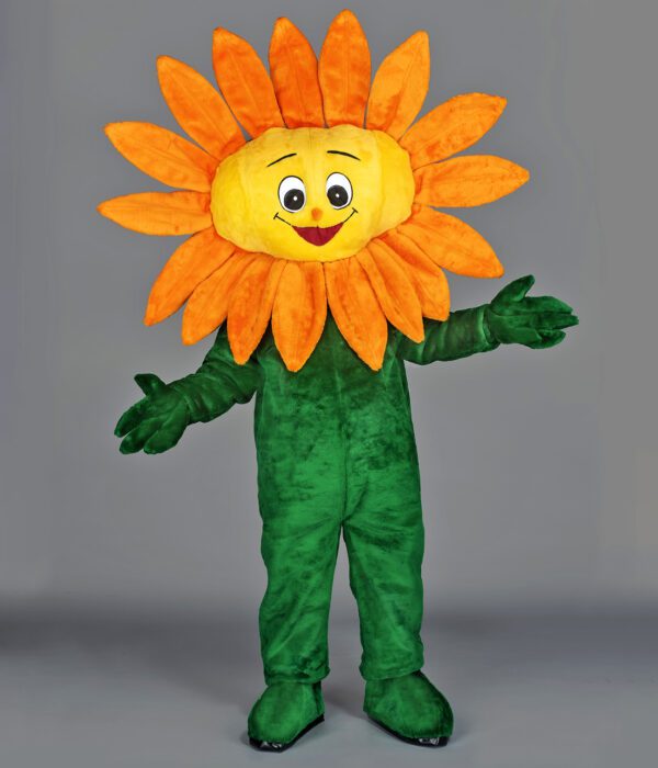 Notre mascotte “Tournesol” se distingue par ses pétales orange éclatants et son cœur jaune lumineux, symbole de lumière et de vitalité.