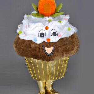 Mascotte en forme de cupcake qui sourit au parfum chocolat chantilly très appétissant de 9 kilos sur 2 mètres