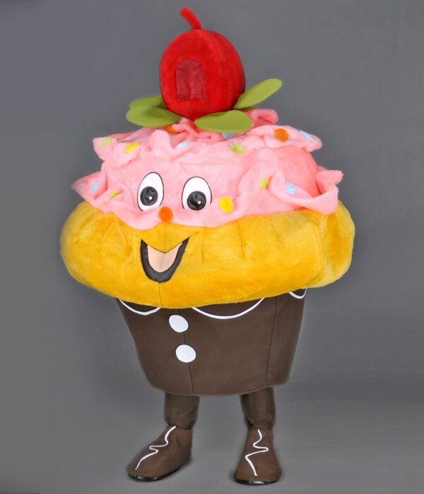 Mascotte en forme de cupcake qui sourit au parfum fraise et fruit très appétissant de 9 kilos sur 2 mètres